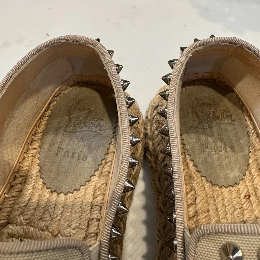 FINAL PRICE 💖Christian Louboutin Beige Espadrilles with Silver Studs - Picture 10 of 14